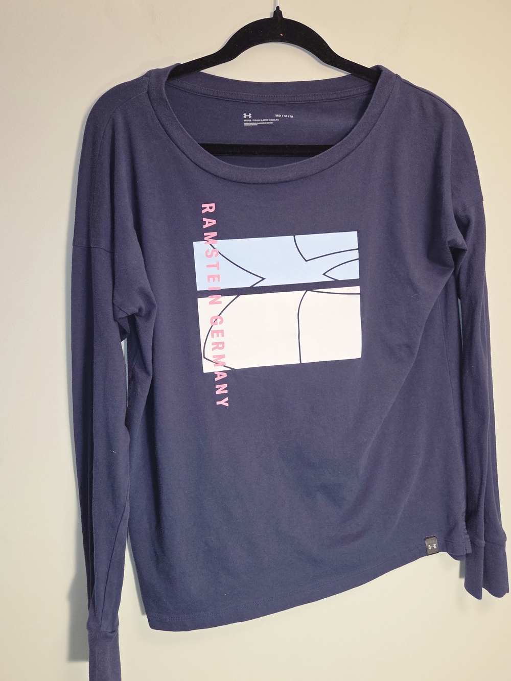 Under Armour Navy Long-Sleeve Tee with Pink & Light Blue Graphic